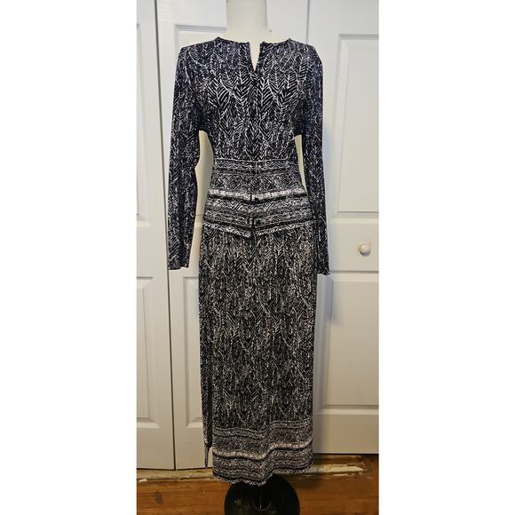 Matching Set Maxi Skirt and Button Up Top Womens Medium Petite Black White - Picture 14 of 16